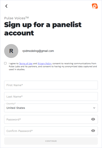 Sign up for a panelist account